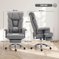 HOMCOM Big and Tall Office Chair, 250 kg Heavy Duty Executive Desk Chair with Adjustable Padded Armrests and High Back, Grey(m-3)