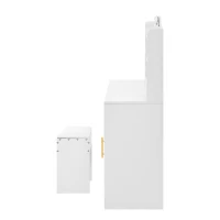 Modern Vanity Desk with Padded Stool and 2 Storage Cabinets, Makeup Dressing Table with Adjustable LED Mirror, 110L x 40W x 132H cm, White(m-7)
