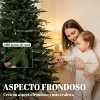 HOMCOM Árbol de Navidad Artificial 210 cm con 2080 Ramas Ignífugas Ramas Automáticas y Soporte Metálico Verde(m-5)