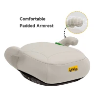 Safe i-Size R129 Car Booster Seat with Lightweight Frame, Portable Group 2/3 Travel Booster Cushion for Children, 37L x 44W x 22H cm, Beige(m-4)