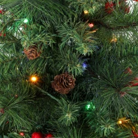 HOMCOM 2 PCs Prelit Christmas Trees with Dual-Colour LEDs, Berry, Pinecones, Battery-Operated, 11 Modes, Pot, Remote, 4ft(m-10)