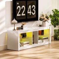 HOMCOM TV Stand Cabinet with LED Lights and Remote Control for TVs up to 65", Entertainment Centre with Storage Shelves, White(m-8)