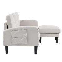 L-Shaped Sectional Sofa with Movable Chaise and Storage Pockets, Modern 3-Seater Corner Sofa for Living Room, 204L x 136W x 80H cm, Beige(m-14)