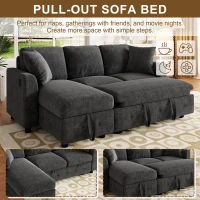 Modern Chenille L-Shaped Sectional Sofa with Storage Chaise Lounge, Soft Convertible Sleeper Couch with 2 Cushions, 200L x 130.5W x 83.5H cm, Gray(m-5)