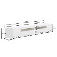 Modern TV Unit with Adjustable LED and USB, Spacious Storage Cabinet for Living Room, 240L x 38.5W x 35.5H cm, White(m-3)
