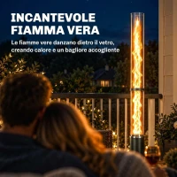 Outsunny Stufa a Pellet da Esterno 13 kW con Tubo, Nero(m-4)