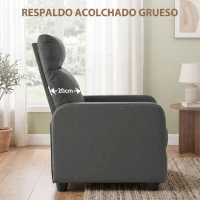 HOMCOM Sillón Relax Reclinable Manual hasta 155° Tapizado en PU Reposapiés Respaldo Alto Grueso y Asiento Amplio Gris(m-7)
