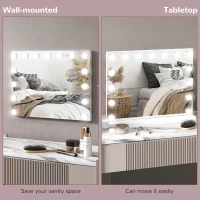 HOMCOM Miroir Maquillage Hollywood 58 x 48 cm, Miroir Coiffeuse LED, 15 Ampoules, 3 Modes d'Éclairage, Port USB de Charge(m-8)