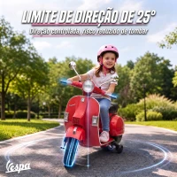 AIYAPLAY Mota Elétrica Infantil 12V Vespa PX150 com Rodinhas de Apoio, 2 Motores, Suspensão Traseira, Música e Luzes, 3 km/h, 3-6 Anos, Vermelha(m-6)