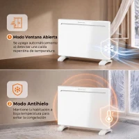 HOMCOM Calefactor Eléctrico Inteligente de Pared o Independiente 1500 W Temporizador Semanal Wifi Ventana Abierta y Antihielo(m-7)
