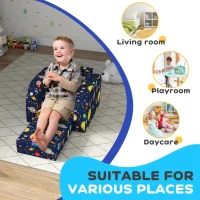 AIYAPLAY Foldable Toddler Chair Soft Snuggle Sponge Filled for Bedroom Playroom, Aged 18 Months to 3 Years - Dark Blue(m-6)