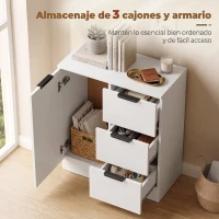 HOMCOM Aparador de Salón Estrecho con Puerta 3 Cajones 60x30x70 cm para Entrada Comedor Blanco(m-5)