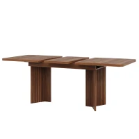 Extendable Dining Table with Grooved V-Shaped Legs, Space-Saving Dining Table for Flats and Family Meals, 120-160L x 80W x 76H cm, Walnut(m-2)
