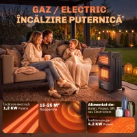 Outsunny Sobă pe gaz portabilă pliabilă 4,2 kW, neagră(m-4)