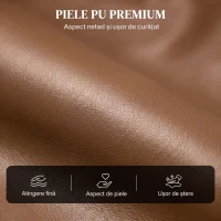 HOMCOM Fotoliu Relax Reclinabil Manual 155° cu Suport pentru Picioare, din Piele Ecologică PU, pentru Living și Dormitor, Maro închis(m-6)