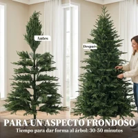 HOMCOM Árbol de Navidad Artificial 210 cm con 2080 Ramas Ignífugas Ramas Automáticas y Soporte Metálico Verde(m-7)