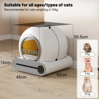 Self-Cleaning Cat Litter Box with App Control and Odor Eliminator, Automatic Cat Litter Tray for Multi-Cat Households, 48L x 52W x 50.5H cm, White(m-3)