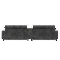 Modern Corduroy U-Shaped Sectional Sofa with 2 Movable Storage Ottomans, Soft Convertible Couch with 2 Type-C Charging Ports, 315L x 135W x 81H cm, Grey(m-8)
