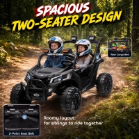 AIYAPLAY 24V 2 Seater Ride On Truck Car for Big Kids with Remote Control, Dual Motors, 4-Wheel Suspension for Ages 3-8, Black(m-5)