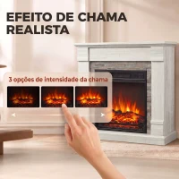 HOMCOM Lareira Elétrica Decorativa 1800 W com Efeito de Chama de 3 Níveis Termóstato Temporizador e Comando Madeira Natural(m-4)