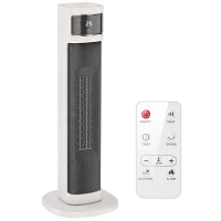 HOMCOM Calefactor Eléctrico de Cerámica con Termostato Regulable, 4 Modos, Panel Táctil, Mando a Distancia, Blanco(m-1)