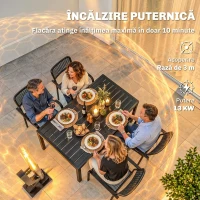 Outsunny Sobă pe peleți pentru exterior 13 kW cu tub, negru(m-6)