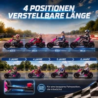 AIYAPLAY Elektrische skelter voor kinderen, 12V go-kart met 2 motoren, 4-voudig verstelbare zitpositie, softstart, EVA-wielen en LED-koplampen(m-5)