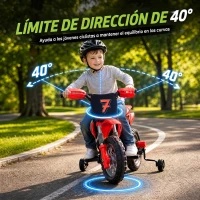 AIYAPLAY Moto Eléctrica Niños 12V con 2 Ruedas Auxiliares Desmontables 2 Motores Suspensión Trasera 3 km/h 3-6 Años Rojo(m-6)