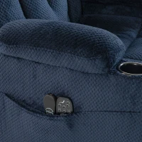 HOMCOM Sillón Elevador Eléctrico Masaje por Vibración y Calor, Sillón Relax Eléctrico en Terciopelo, Respaldo Inclinable Azul(m-8)
