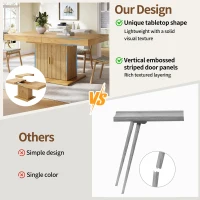Extendable Dining Table with Integrated Storage, Space-Saving Kitchen Table with Grooved Doors and Shelves, 140-180L x 90W x 75H cm, Natural(m-5)