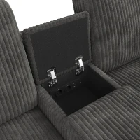 Modern Corduroy U-Shaped Sectional Sofa with 2 Movable Storage Ottomans, Soft Convertible Couch with 2 Type-C Charging Ports, 315L x 135W x 81H cm, Grey(m-10)