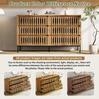 Modern Sideboard with 6 Ventilated Openwork Drawers, Practical Storage Cabinet for Hallway and Living Room, 120L x 40W x 81H cm, Natural(m-5)