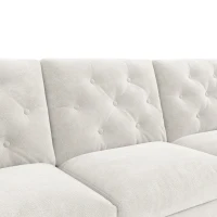 Modern Velvet L-Shaped Sectional Sofa with Storage Chaise and Tufted Back, Soft Corner Couch with Reversible Corner, 281L x 132W x 86H cm, BeigeStorage Chaise(m-11)