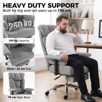HOMCOM Big and Tall Office Chair, 250 kg Heavy Duty Executive Desk Chair with Adjustable Padded Armrests and High Back, Grey(m-4)