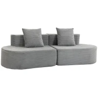 HOMCOM Modulares 3-Sitzer-Sofa, große und tiefe Sitzfläche, mit Taschenfedern, Cordvelours, Hellgrau(m-6)