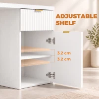 HOMCOM Computer Desk with Drawer, 120 cm Reversible Office Desk, Cabinet, Adjustable Shelf, Thick Top, White(m-6)