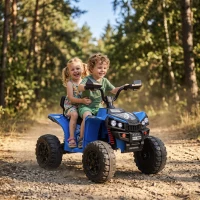 AIYAPLAY Quad Eléctrico Niños 24V 2 Plazas 2 Motores 120 W Batería de Litio Suspensión Arranque Suave 4-6 km/h 3-8 Años Azul(m-16)