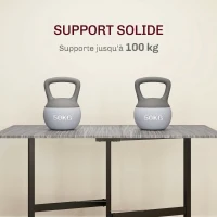 HOMCOM Table à Manger Pliante sur Roulettes pour 4-6 Personnes 120 cm, Roues avec Freins, 2 Abattants, Style Industriel, Gris(m-6)