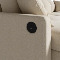 Modern Chenille L-Shaped Sectional Sofa with Reversible Storage Chaise, Soft Pull-Out Sleeper Couch with USB Ports, 200L x 130.5W x 83.5H cm, Beige(m-9)