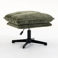 HOMCOM Loungestoel met hocker, 360° draaibaar, cordstof, in hoogte verstelbare voetenbank, groen(m-10)