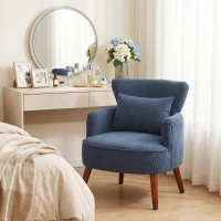HOMCOM Moderne fauteuil, gestoffeerde accentstoel met lendekussen, blauw(m-8)