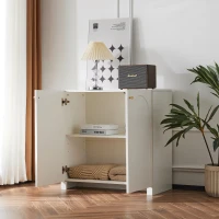 Modern Wooden Buffet Sideboard Storage Cabinet with 2 Doors, Freestanding Kitchen Cupboard with Adjustable Shelf, 80L x 40W x 80H cm, White(m-6)
