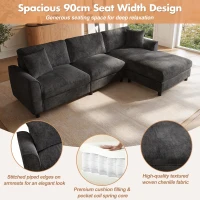 Modern L-Shaped Sectional Sofa with Reversible Chaise Lounge, Modular Corner Couch with Extra‑Wide Chaise Seat, 256L x 137W x 79H cm, Gray(m-6)