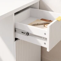 HOMCOM Computer Desk with Drawer, 120 cm Reversible Office Desk, Cabinet, Adjustable Shelf, Thick Top, White(m-12)