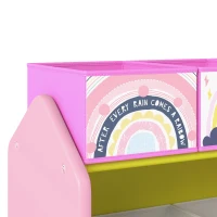 AIYAPLAY Toy Storage Organiser, 3-Tier Wooden Kids Toy Storage Rack with 6 Fabric Storage Bins for Bedroom, Kids Room, Pink(m-11)