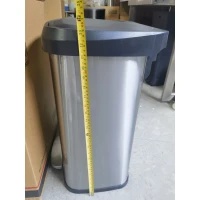 HOMCOM Rechteckiger Treteimer 50L aus Edelstahl mit gedämpftem Verschluss, Fach für Deodorant, Silber(m-1)