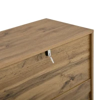 Modern Sideboard with 6 Ventilated Openwork Drawers, Practical Storage Cabinet for Hallway and Living Room, 120L x 40W x 81H cm, Natural(m-11)
