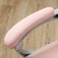 HOMCOM Silla Gaming Reclinable con Altura Ajustable Reposapiés Retráctil Soporte Lumbar y Reposacabezas Desmontable Rosa(m-8)