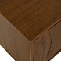 Modern TV Cabinet with Wave-Shaped Doors, Minimalist Media Console for Living Room, 160L x 35W x 46H cm, Natural(m-14)