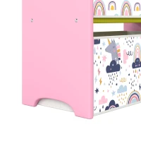 AIYAPLAY Toy Storage Organiser, 3-Tier Wooden Kids Toy Storage Rack with 6 Fabric Storage Bins for Bedroom, Kids Room, Pink(m-10)